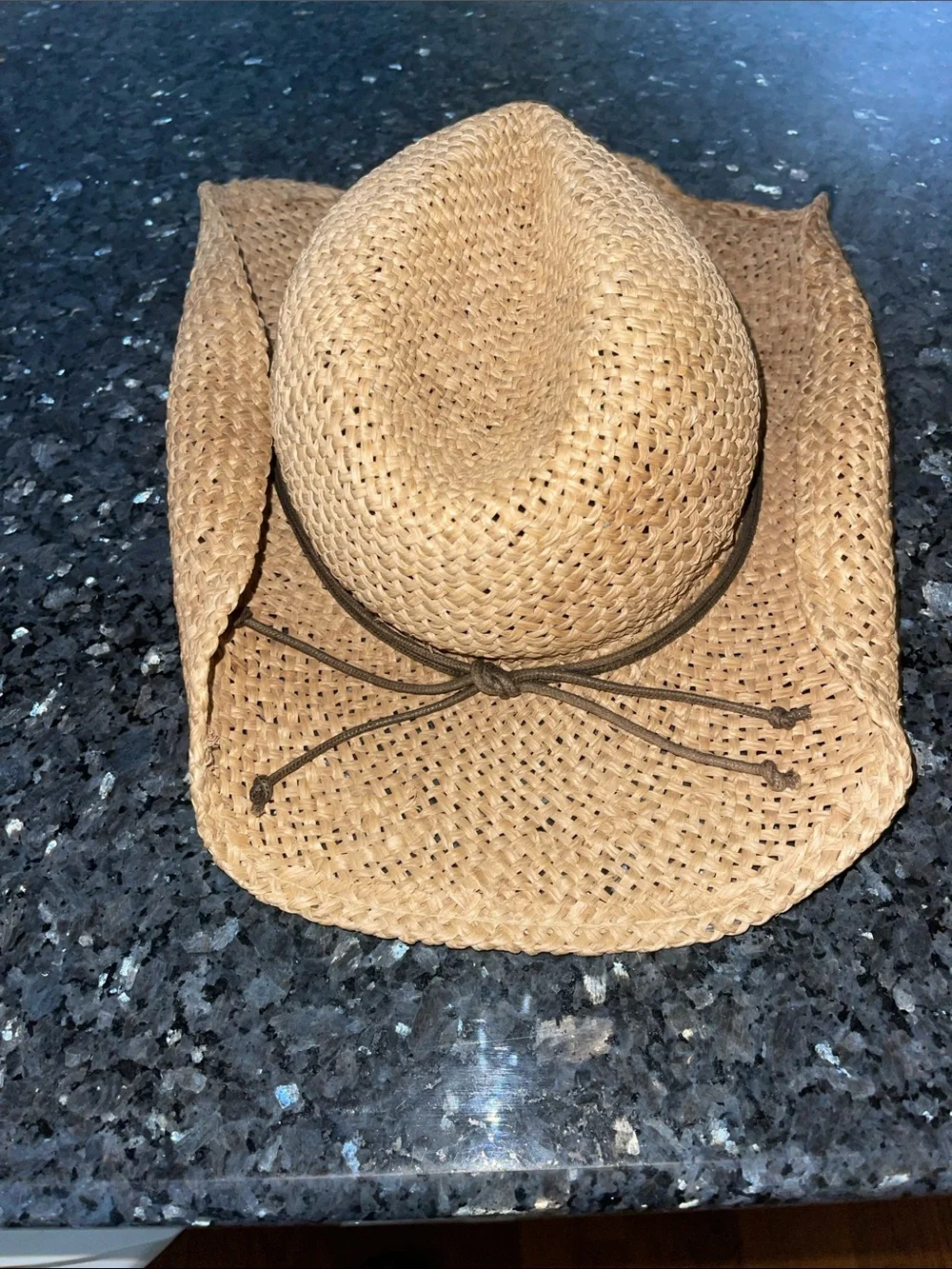 Women's Straw Cowboy Hat with Turquoise Accents - Natural